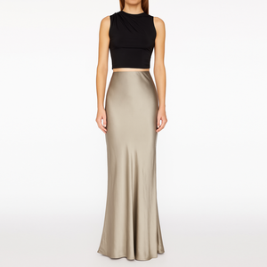 Jupes élégantes sur mesure pour femmes, jupe longue maxi en satin à taille haute pour femmes - Product Image 1