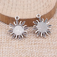 Breloque soleil à pois 21x17mm en alliage de zinc argent antique pour remplacement de tirette de fermeture éclair céleste