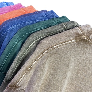 Streetwear Oversized Solid Knitted Acid Wash Men's Heavy Weight 100% Cotton Custom Graphic Printed Vintage Blank Stone Washed - Product Image 3