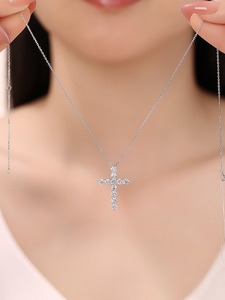 Collier choker croix scintillante SGARIT personnalisé entièrement pavé, or blanc, rose et jaune 18 carats, diamants de laboratoire, certificat IGI, pour femme - Product Image 6