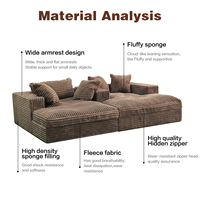 Saien Neuer Typ Bestseller Modulares Zweisitzer-Sofa aus Mikrofaser-Stoff mit Lendenkissen, Klappbares Schlafsofa ohne Bettfunktion