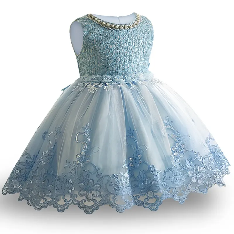فستان بناتي بالدانتيل, فستان بناتي بالدانتيل برقبة دائرية مناسب لعمر 2-10 سنوات