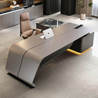 Ensemble de bureau et chaise de direction Tech Boss haut de gamme, moderne et classique, en MDF modulaire, avec base en acier, adapté pour la maison/le bureau/l'apartment