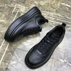 Men's Genuine Leather Sneakers Full Cowhide 2026 New Pure Black Casual Shoes Soft Bottom <b>Toe</b> Anti-slip Fashion Walking Shoes - Product Image 2