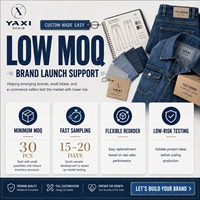 YAXI OEM Custom Premium Light Wash Baggy Wide Leg Jeans Logo Embroidered Denim Pants for Men