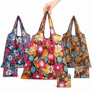 Sacs de courses réutilisables à motifs floraux 46x40cm, pliables, légers, pour l'épicerie, le camping, les pique-niques, les marchés, les cadeaux, impression personnalisée en gros - Product Image 1