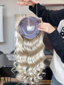 อายลอนผม8*8แบบยุโรปลอนคลื่นแพลตตินัมสีขาวใสมีสีเทาสำหรับผู้หญิงท็อปเปอร์ฐานไหม HD สำหรับผมร่วง - Product Image 4