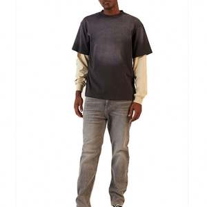 Camiseta vintage de manga larga en capas personalizada para hombre, camiseta lavada de manga larga de doble capa - Product Image 4