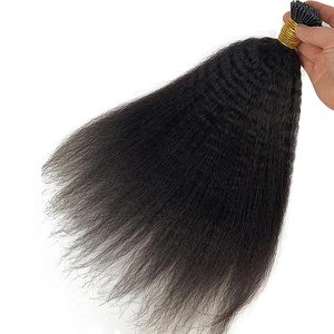 Ik Tip Keratine Human Hair Extension 100% Mongoolse Natuurlijke Kleur Ik Tip Kinky Curly Hair Extensions Kinky Recht - Product Image 4