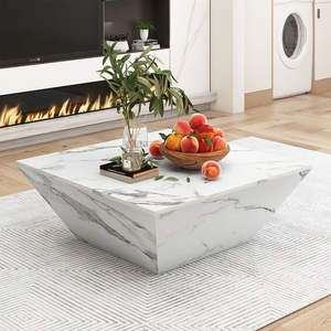 BOTON STONE Pierre Artificielle Moderne <span class=keywords><strong>Blanc</strong></span> Calacatta Poli <span class=keywords><strong>Blanc</strong></span> Comptoirs Plinthe Bloc Carré Marbre Table Basse - Product Image 4