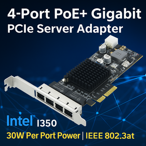 Tốc độ cao PCIe PoE + Card mạng cho ip máy ảnh và điểm truy cập không dây, 30 Wát điện mỗi cổng, 4-Port Ethernet <span class=keywords><strong>Adapter</strong></span> - Product Image 2