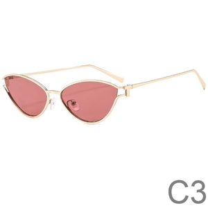 แว่นกันแดดทรงแคทอายแบบยูนิเซ็กส์ สไตล์ยุโรปอเมริกัน กรอบโลหะเต็มกรอบ แฟชั่นฮิปฮอป ดีไซน์เฉพาะตัว ป้องกันรังสียูวี 400 กรอบโปร่ง - Product Image 2