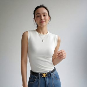 Camiseta sin mangas con cuello redondo para <span class=keywords><strong>mujer</strong></span>, top ajustado de estilo chaleco con un toque de alta gama, sexy y adecuado para usar como prenda exterior. - Product Image 5