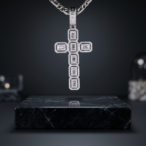 Colgante de Cruz Hindú Religiosa de Plata 925 con Perla de Agua Dulce, Bañado en Rodio, Moissanita de Corte Brillante, Estilo Hip Hop, Unisex, para Boda - Product Image 4