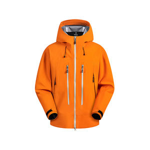 Giacca Impermeabile Arancione con Cappuccio e Zip per Escursionismo Unisex, Antivento per Arrampicata e Attività all'Aperto - Product Image 1