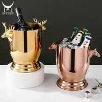 Seau à glace décoratif de luxe en métal en forme de tête de cerf ou de cheval, refroidisseur à vin pour bar, décoration de table de mariage, refroidisseur de boissons pour cocktail
