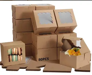 Mini scatole di carta Kraft marrone scatole per Cupcake per le vacanze per regalare un regalo per Cupcakes alle fragole