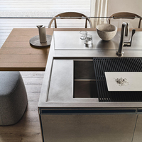 Cuisine Moderne de Luxe Mate, Unité Complète avec Armoires Haut de Gamme en MDF et Stratifié Marbre, Conception pour Espaces Résidentiels et Commerciaux