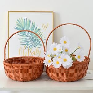 Handmade Woven Rattan <b>Basket</b> Round Large For Fruit Storage Kitchen Use - Product Image 3