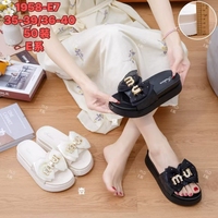 Sandales compensées pour femmes avec nœud décoratif, semelle épaisse, bout ouvert, style décontracté et tendance pour l'été