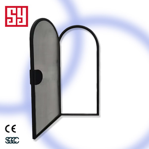 <strong>Arch</strong> Head Reeded Glass Glazed Wrought Iron <strong>Door</strong> Steel Swing Graphic Design Stainless Steel Modern Dining Exterior - Product Image 2