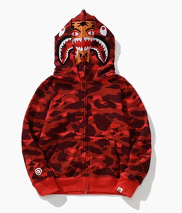 Double Cap Cross-Border Foreign Dropshipping BA Shark Ape Head 3D Printed Zipper Hoodie Trendy Brand Loose Camouflage Winter 26 - Product Image 5
