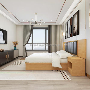 3 Star Hotel Wooden <b>Bed</b> <b>Frame</b> Customized Twin <b>Queen</b> <b>Size</b> Simple Wood Platform <b>Bed</b> for Hotel Guest Room Furniture - Product Image 1