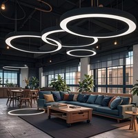 Lampes suspendues LED carrées de petite taille pour usage commercial, avec profil en aluminium, lampe de plafond ronde suspendue pour l'éclairage des gymnases et des bureaux