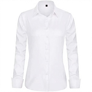 Women Long Sleeve Button Down Blouse Solid Woven <b>Shirt</b> Turn-Down Collar Regular Fit <b>Office</b> Wear Custom Logo - Product Image 3
