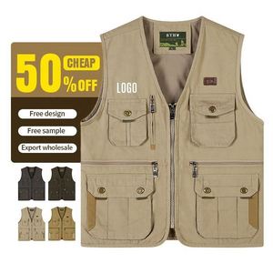 Chaleco de Alta Calidad para Hombre, 100% Algodón, con Múltiples Bolsillos, para Pesca, Escalada y Actividades al Aire Libre, con Logotipo Personalizable - Product Image 3