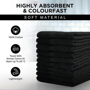 Serviette de bain en tissu éponge 100% coton, douce, tissée, durable, absorbante, noire, pour hôtel, spa et salle de sport, 600 GSM, lavable en machine, 60C, stock UE - Product Image 2