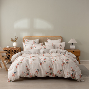 3D 인쇄 식물 침구 세트 퀸 사이즈 린넨 이불 커버 세트 시트 세트 침구 도매 - Product Image 1