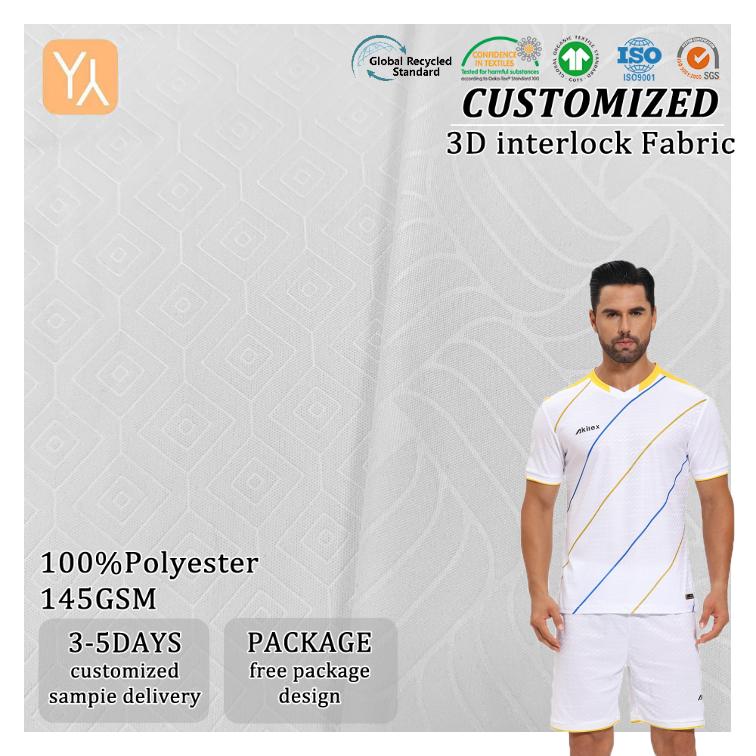 Custom Digital Printing 3D Interlock Fabric 145GSM 100% Polyester Breathable Sport Textile
