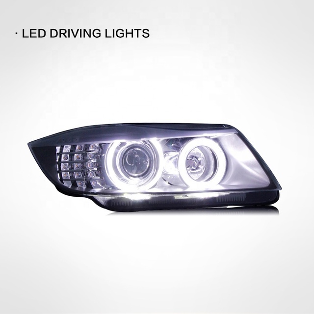 High Performance Light for BMW 3 Series E90 Headlight Assembly 318 320 325i Modified LED Angel Eye Bulb Daytime Running HeadLamp