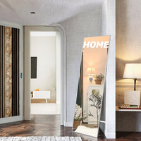 Miroir pleine longueur personnalisable avec cadre argenté, mural ou sur pied, à angle réglable, design contemporain – Tendance 2025