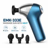Mini pistolet de massage portable avec 6 vitesses, 4 têtes, 3 niveaux de chaleur et indicateur LED pour la récupération sportive et la remise en forme