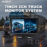 Cámara para Vehículos BSD de 7 Pulgadas, Portátil, 2 Canales, 4G, Grabación Remota en Red, 1080p, Lente Dual, Visión Nocturna Mejorada, para Camioneta/RV/Camión