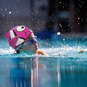 Bonnet de bain en silicone imperméable pour enfants, taille enfant, avec logo en forme de poisson - Product Image 1