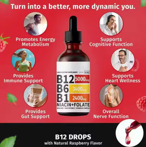 Gotas de Vitamina B12 Líquida de Frambuesa de Marca Privada OEM para Uso Adulto, 60 ml, Mejora la Inmunidad, Vitamina Vegetal Cordine - Product Image 3
