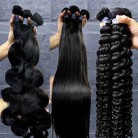 Rambut Bundel Blue Band 50 Inch, Rambut Bundel Peru Dengan Frontal Lace HD