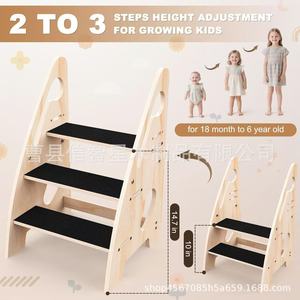 Wooden Adjustable <b>Step</b> <b>Stool</b> With Armrests 24.8 In Height <b>For</b> Kids <b>Kitchen</b> Use - Product Image 3