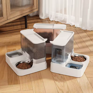 Dispenser makanan & air kucing plastik air mancur minuman & pemberi makan anjing piaraan ukuran besar otomatis 2 dalam 1 - Product Image 1