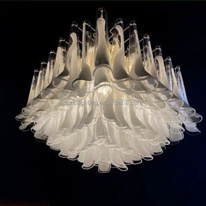 Spectaculaire Moderne Murano Glazen Kroonluchter Of <span class=keywords><strong>Flush</strong></span> <span class=keywords><strong>Mount</strong></span> Zwart Goud Metalen Kroonluchter Ontwerpers Glazen Hanglamp - Product Image 6