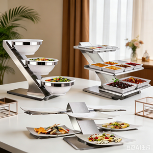 Exhibidor de Comida de Acero Inoxidable para Buffet de Restaurante, Soporte para Servir Postres, Exhibidor de Comida para Té de la Tarde - Product Image 1