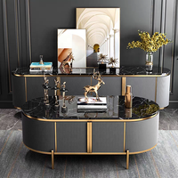 Ensemble de tables basses NOVA en marbre noir, design moderne et simple, meuble TV et ensemble de tables centrales pour la maison, meubles de luxe