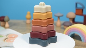 Juguete de bebé de silicona de grado alimenticio 100%-Juego de mordedor y apilamiento de estrellas no tóxicas para juego sensorial - Product Image 3
