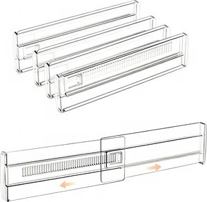 Transparent Durable Modern <b>Drawer</b> Divider with Handle for Household Storage and Organizer Bins - Product Image 1