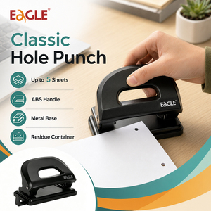 Juego de perforadora Eagle de 2 agujeros con engrapadora de escritorio, grapas n.º 10, juego de papelería de oficina, color negro, capacidad para 12 hojas, J2004BD - Product Image 5