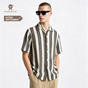 เสื้อเชิ้ตชายลายทางเนื้อผ้าพิเศษ 145 ซม. 70% โพลีเอสเตอร์ คิวบา ซัมเมอร์ บีช ฮอลิเดย์ ชิร์ต - Product Image 1