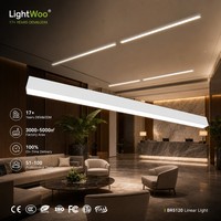 Luminaire linéaire moderne minimaliste en aluminium noir de 1,2 m (4 pi) avec LED, luminaire suspendu rectangulaire pour plafond, dimmable, pour supermarché, hôtel
